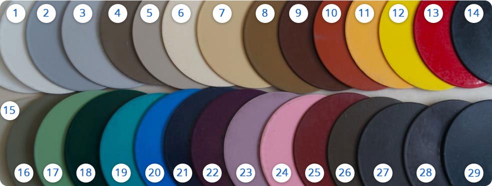 Cores de Estrutura disponíveis